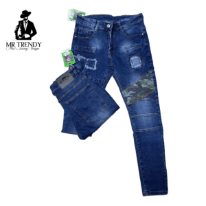 Army-Patched Blue Jeans