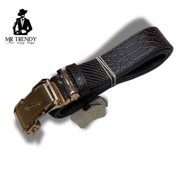 Brown Golden Head Belt with Automatic Buckle Belts For Men