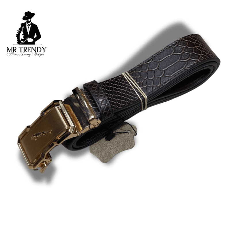 Brown Golden Head Belt with Automatic Buckle Belts For Men