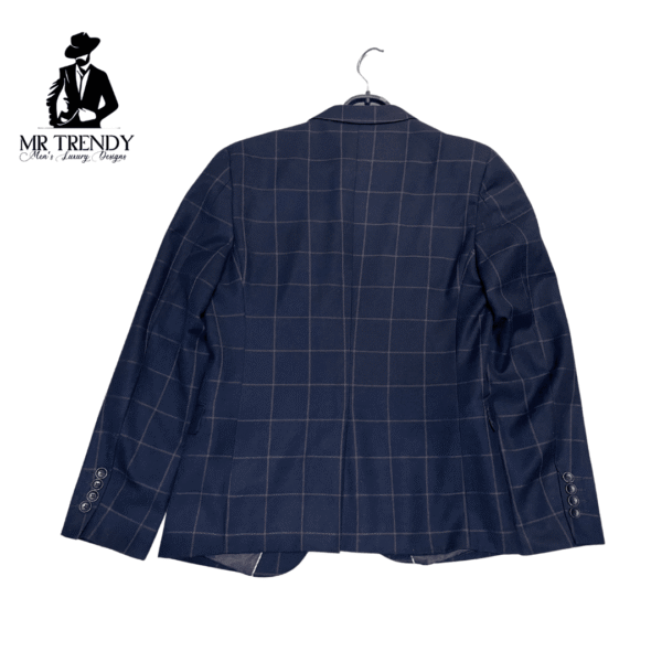 Black Checked Men's Blazer with Slim Fit Styling - Image 2