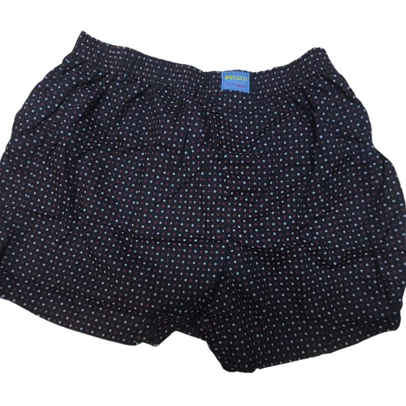 🩳 Black Dotted Cotton Boxer Shorts for Men 