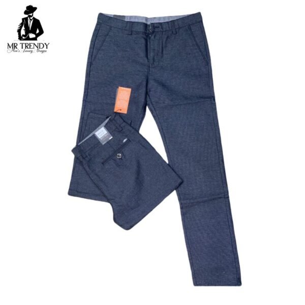 Dark Grey Plaid Trousers for Men - Image 2