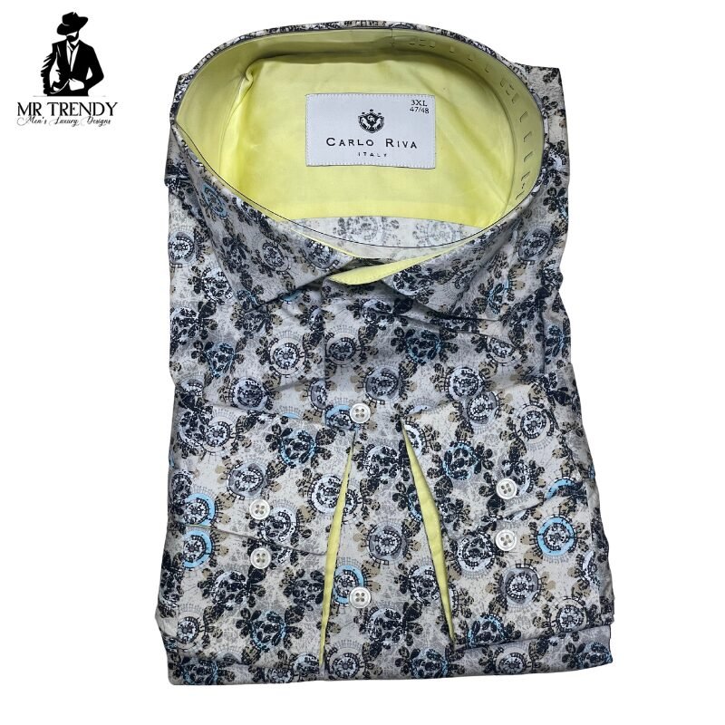 Brown Carlo Riva Floral Shirt for Men | Italian Design | 3XL