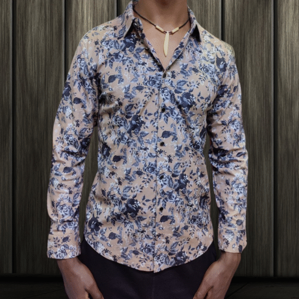 Brown Cotton Floral Shirt