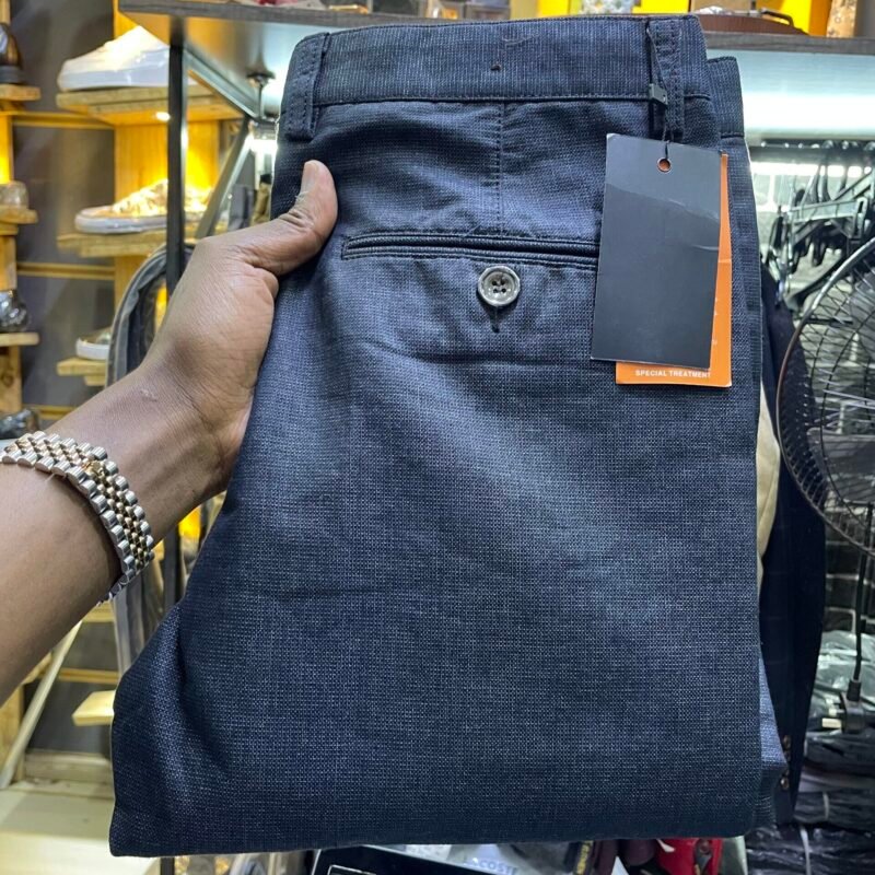 Dark Grey Plaid Trousers for Men
