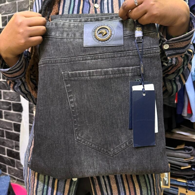 Dark Grey Straight Fit Jeans for Men