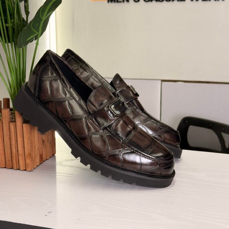Croc-Embossed Leather Loafers