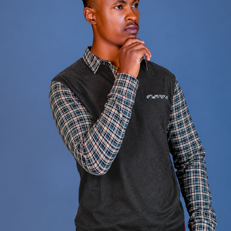 Green Plaid Sleeve Shirt