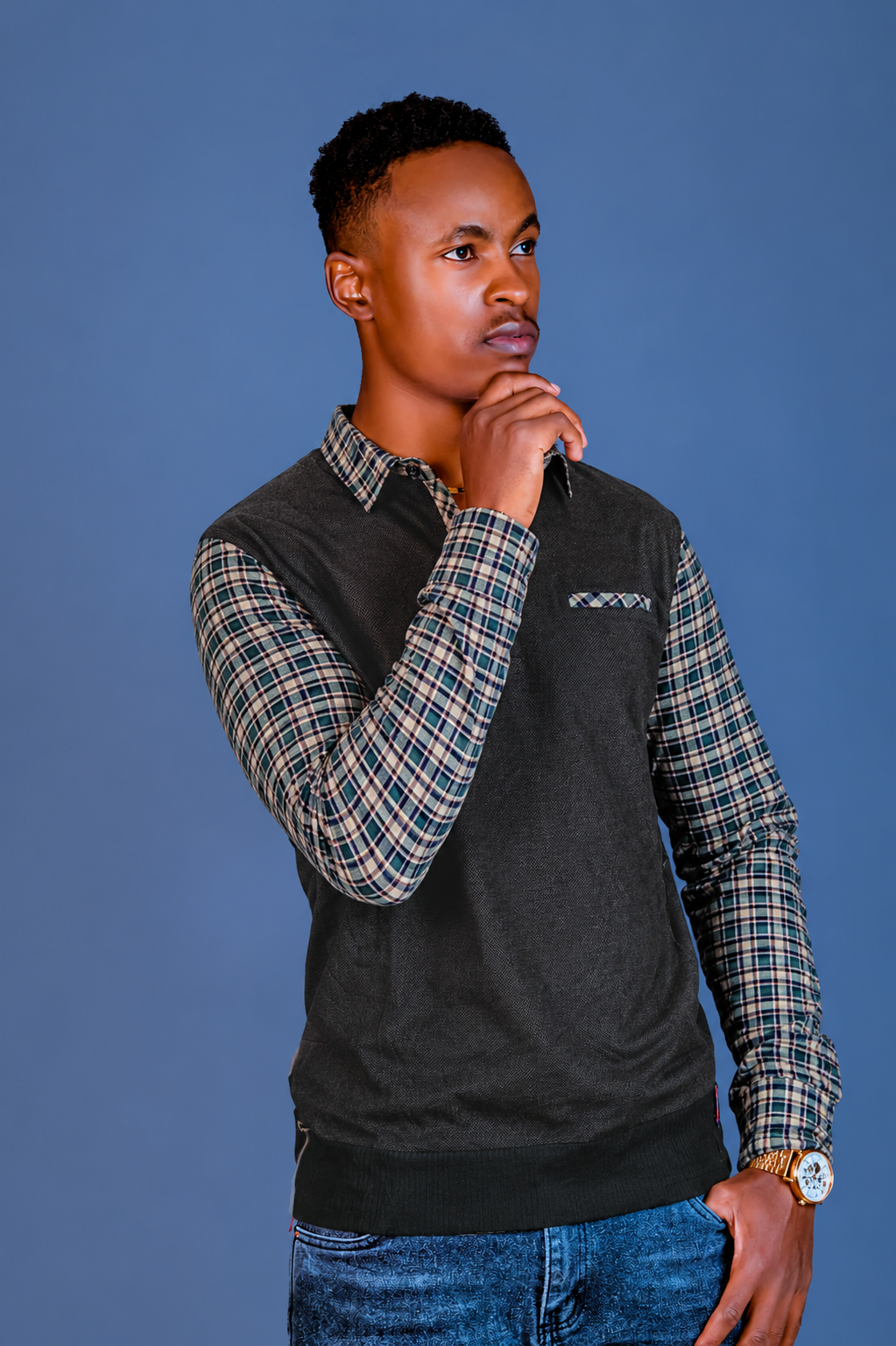 Green Plaid Sleeve Shirt