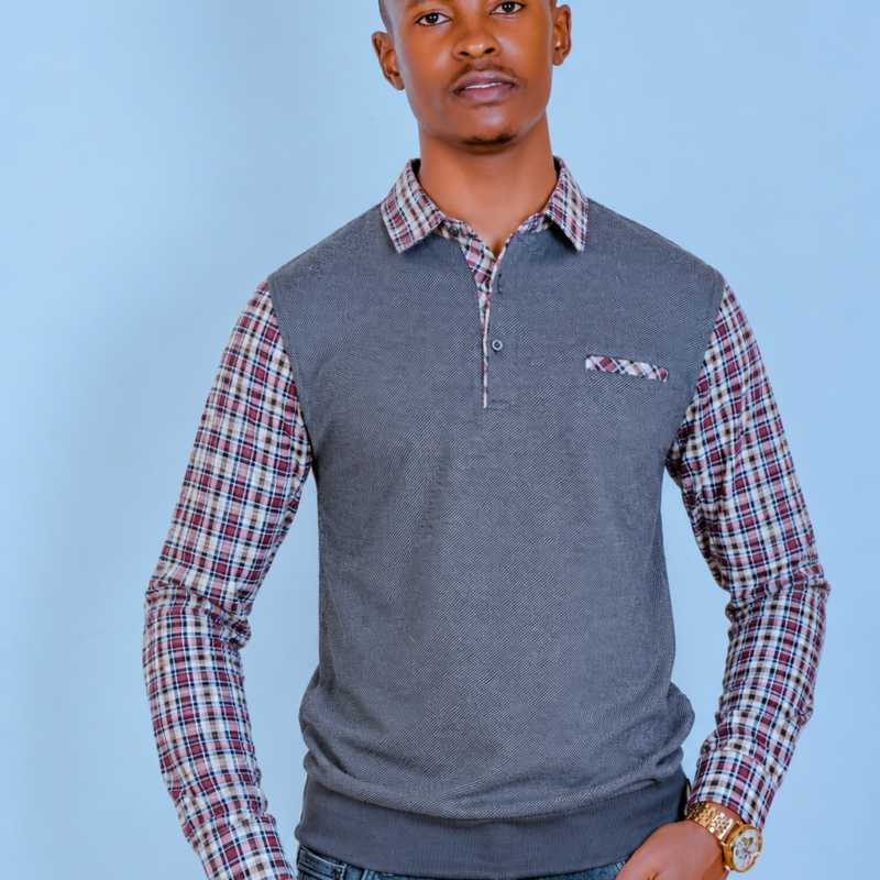 Maroon Plaid Sleeve Shirt