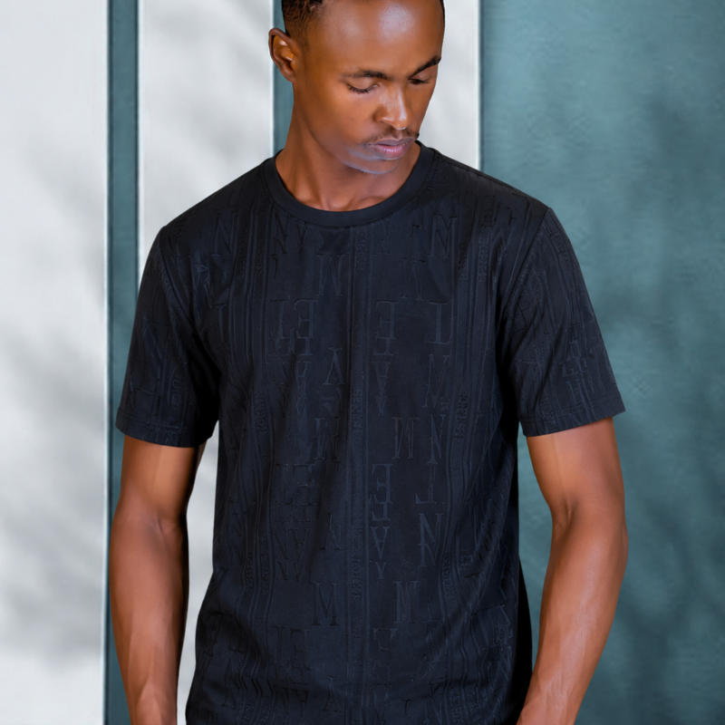 Printed Black Cotton T-shirt for Men