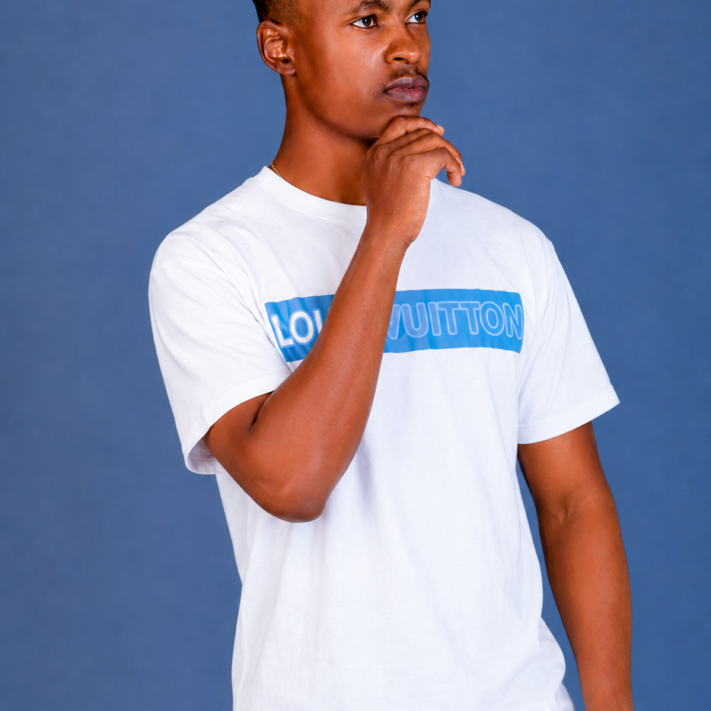 Blue Print White T-Shirts for Men