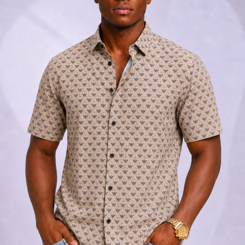 Giorgio Armani Short Sleeve Designer Stretch Shirt
