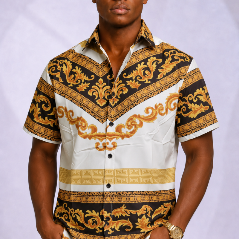 Men’s White Designer Short Sleeve Shirt