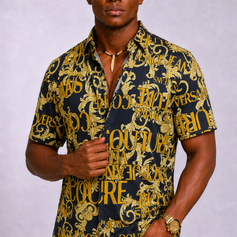 Gold Designer Stretch Shirt