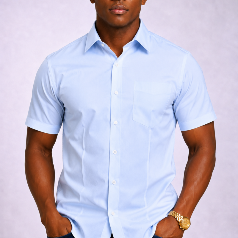 Blue Short Sleeve Shirt for Men
