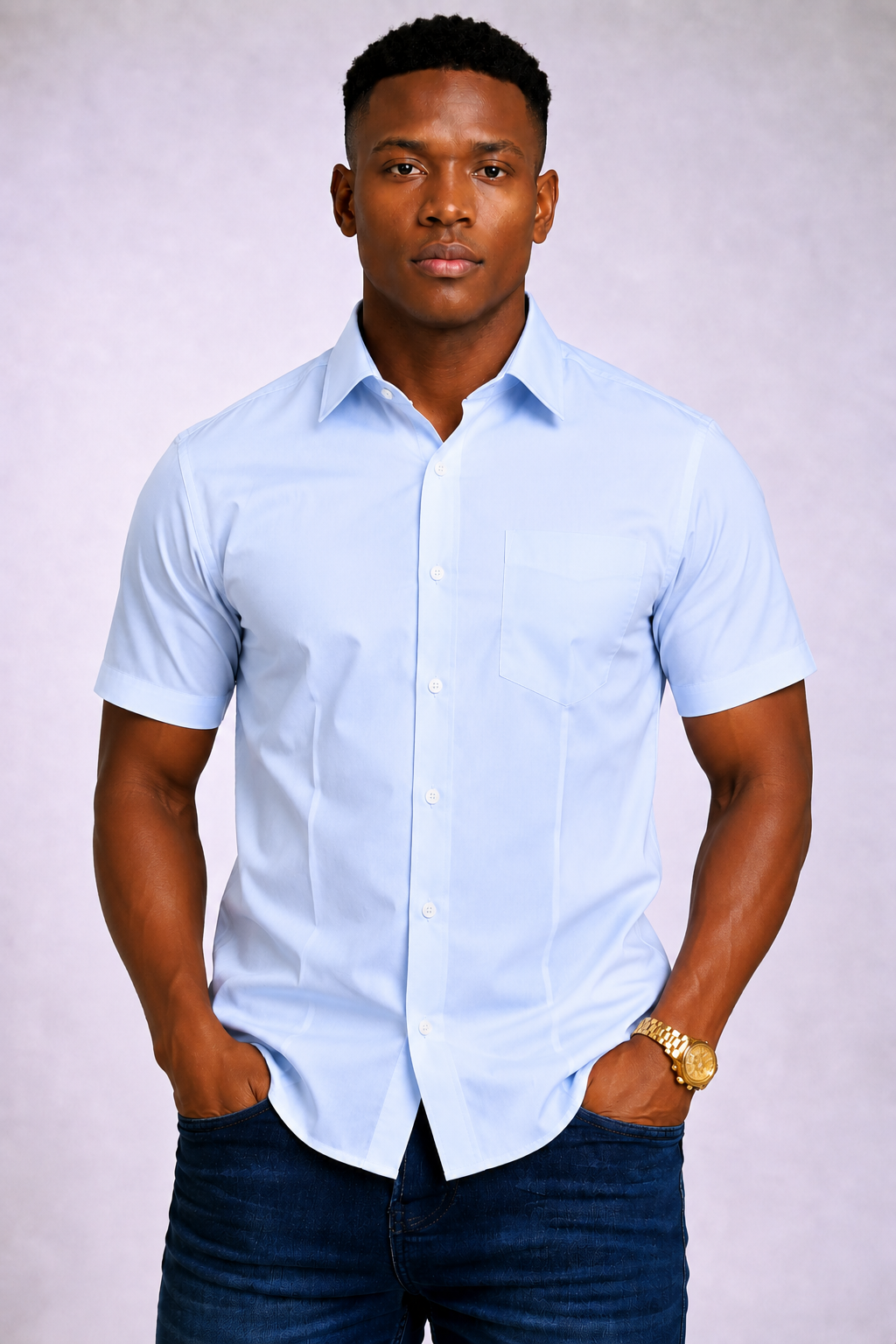 Blue Short Sleeve Shirt for Men