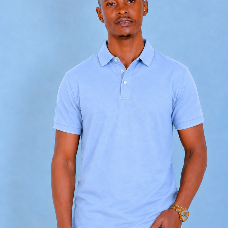 Sky Blue Top Quality Polo Shirts for Men