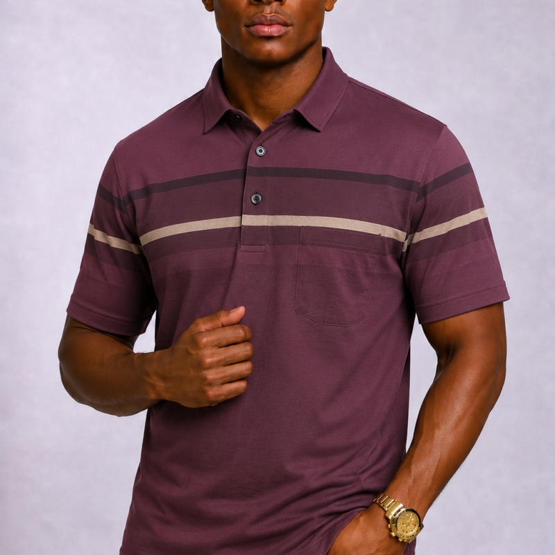 Stripped Maroon Polo T-shirt