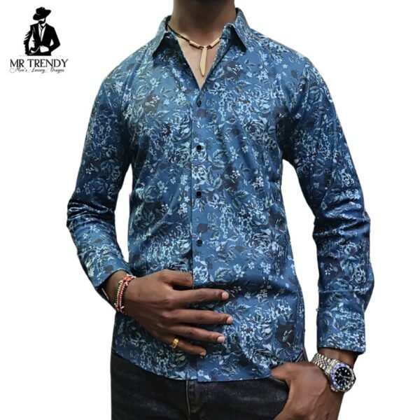 Blue Floral Casual Shirt for Men