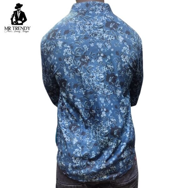 Blue Floral Casual Shirt for Men - Image 2