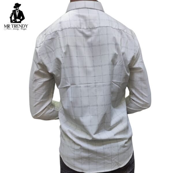 White Plaid Casual Shirt for Men - Image 2