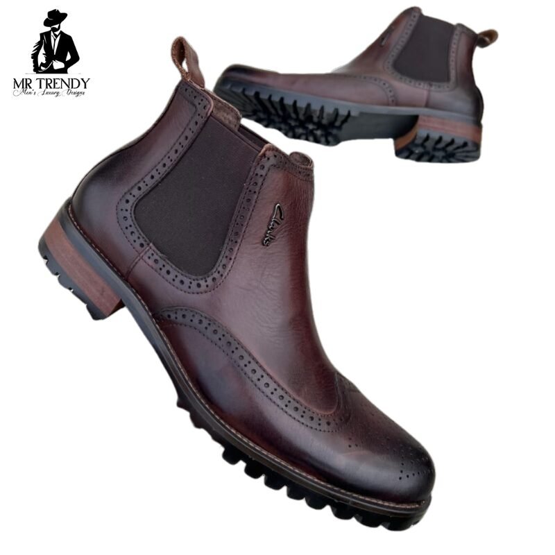 Dark Brown Leather Clarks for Men