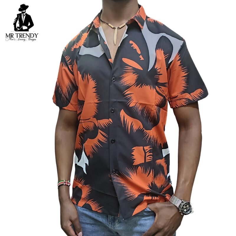 Orange & Black Designer Shirt for Men