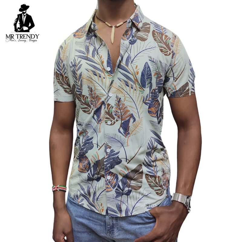 Cream Designer Stretching Shirts for Men