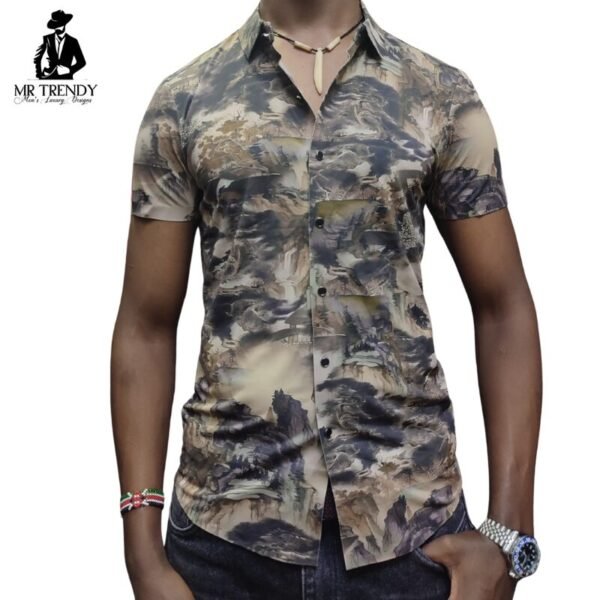 Forest Brown Designer Stretching Shirts for Men