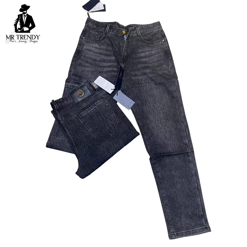 Dark Grey Straight Fit Jeans for Men