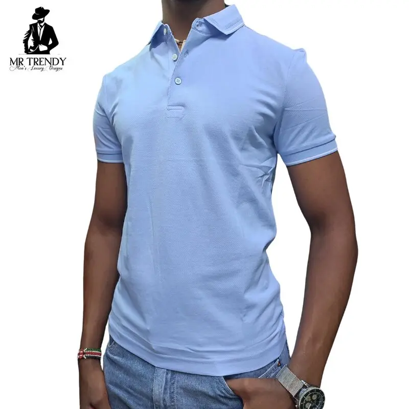 Sky Blue Top Quality Polo Shirts for Men