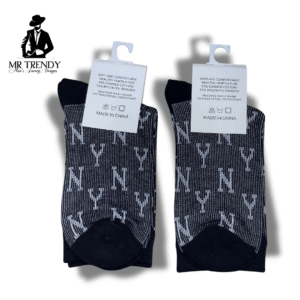 Men’s Black Cotton Patterned Socks