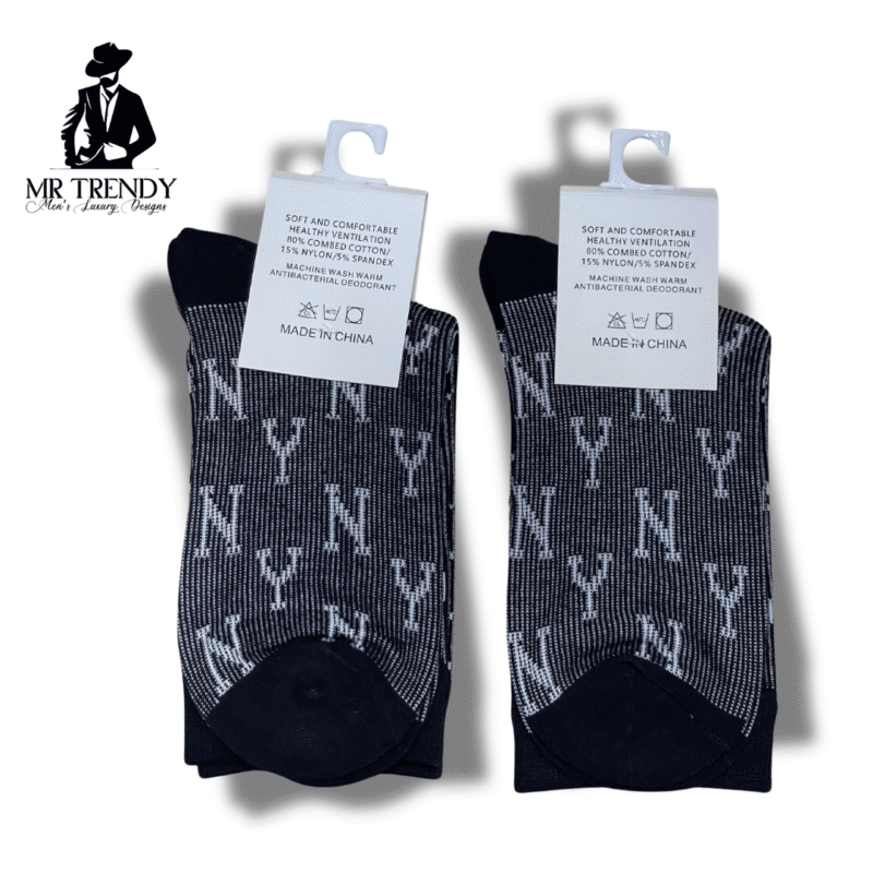 Men’s Black Cotton Patterned Socks