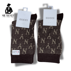 Men’s Brown Patterned Cotton Socks