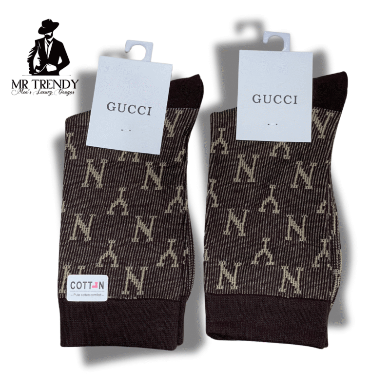 Men’s Brown Patterned Cotton Socks