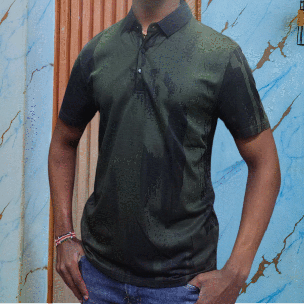 Army-print polo T-shirt