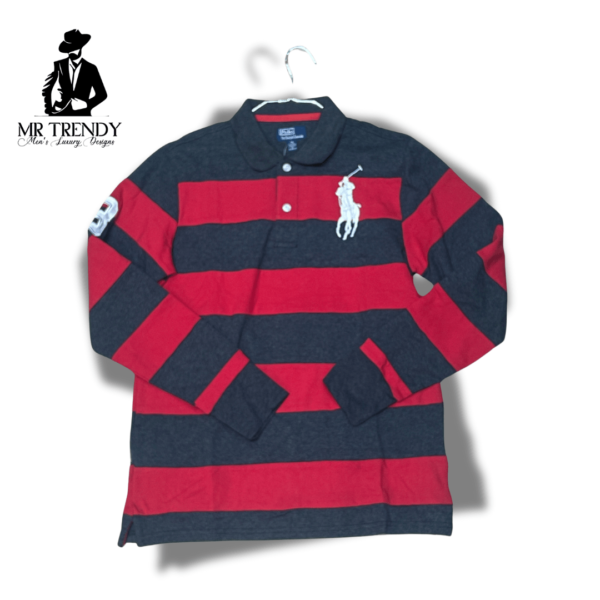 Long-sleeve Polo T-shirt | Red&Grey