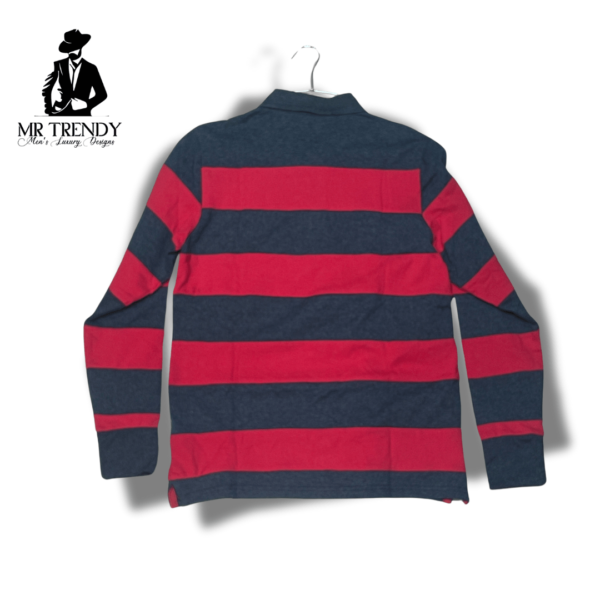 Long-sleeve Polo T-shirt | Red&Grey - Image 2