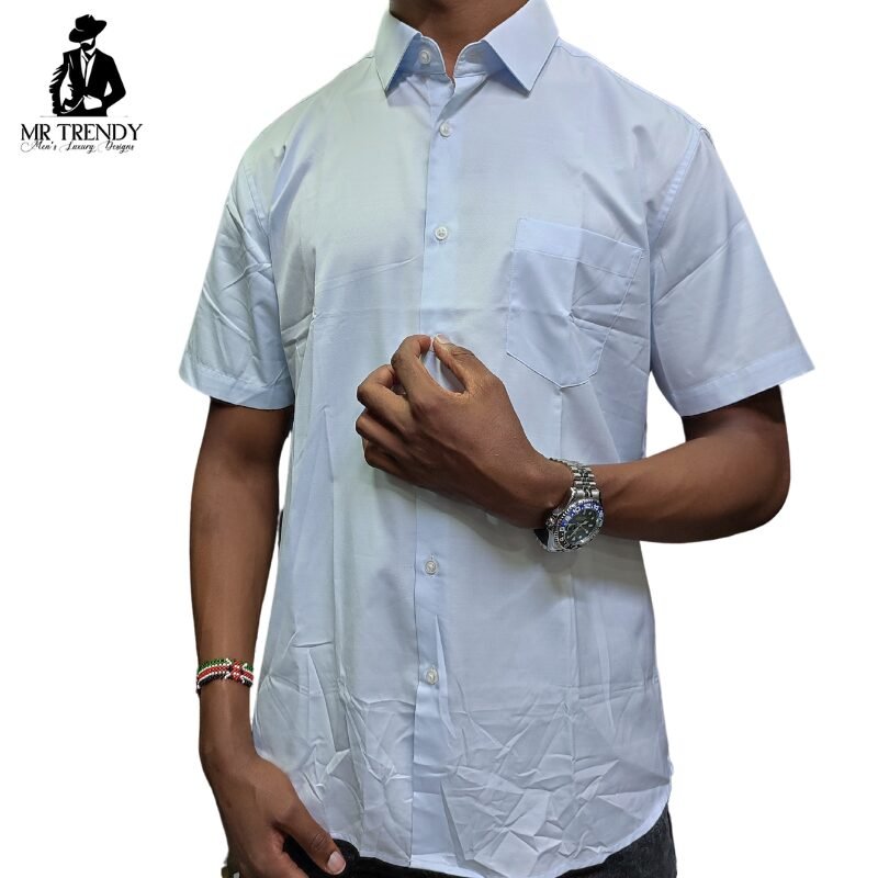 Light Blue Short Sleeve Shirt for Men