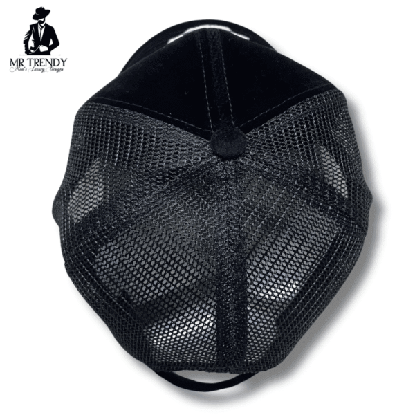 Black Suede Custom Mesh Cap | White Logo - Image 2