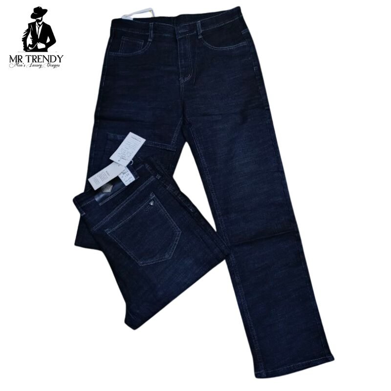 Dark Blue Denim Straight Fit Jeans for Men