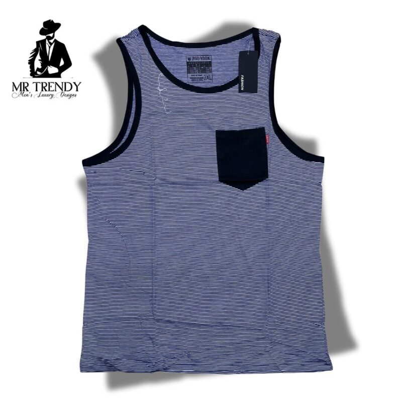 Blue & White Striped Vest for Men