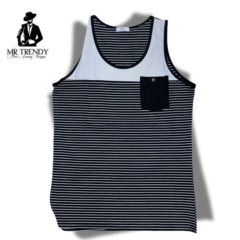 Black & White Striped Vest for Men