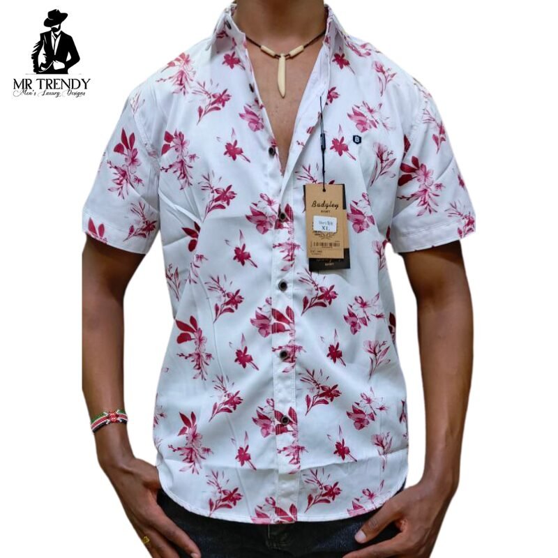 White-Red-Short Sleeved Shirt