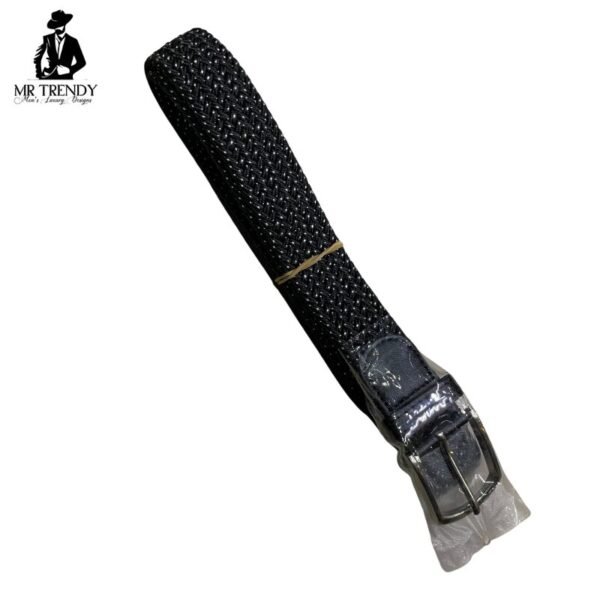 Black Dotted Woven Belt for Men