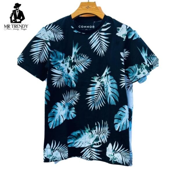Men's Black Floral T-Shirt - Image 2