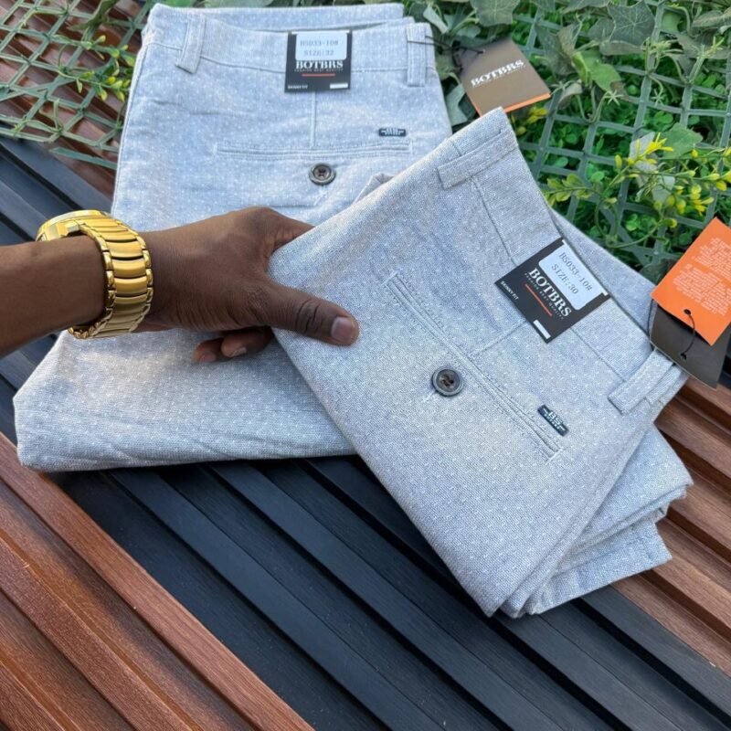 White Plaid Casual Pants for Men
