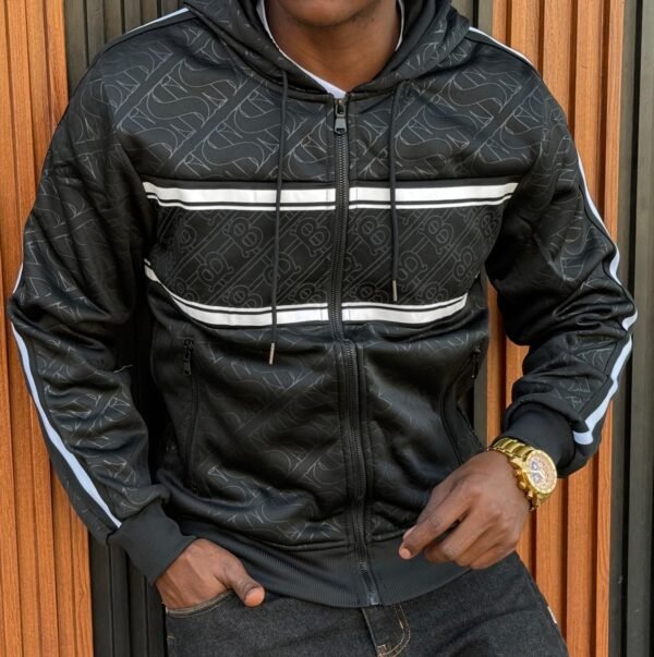 Navy Blue Striped Hoodie