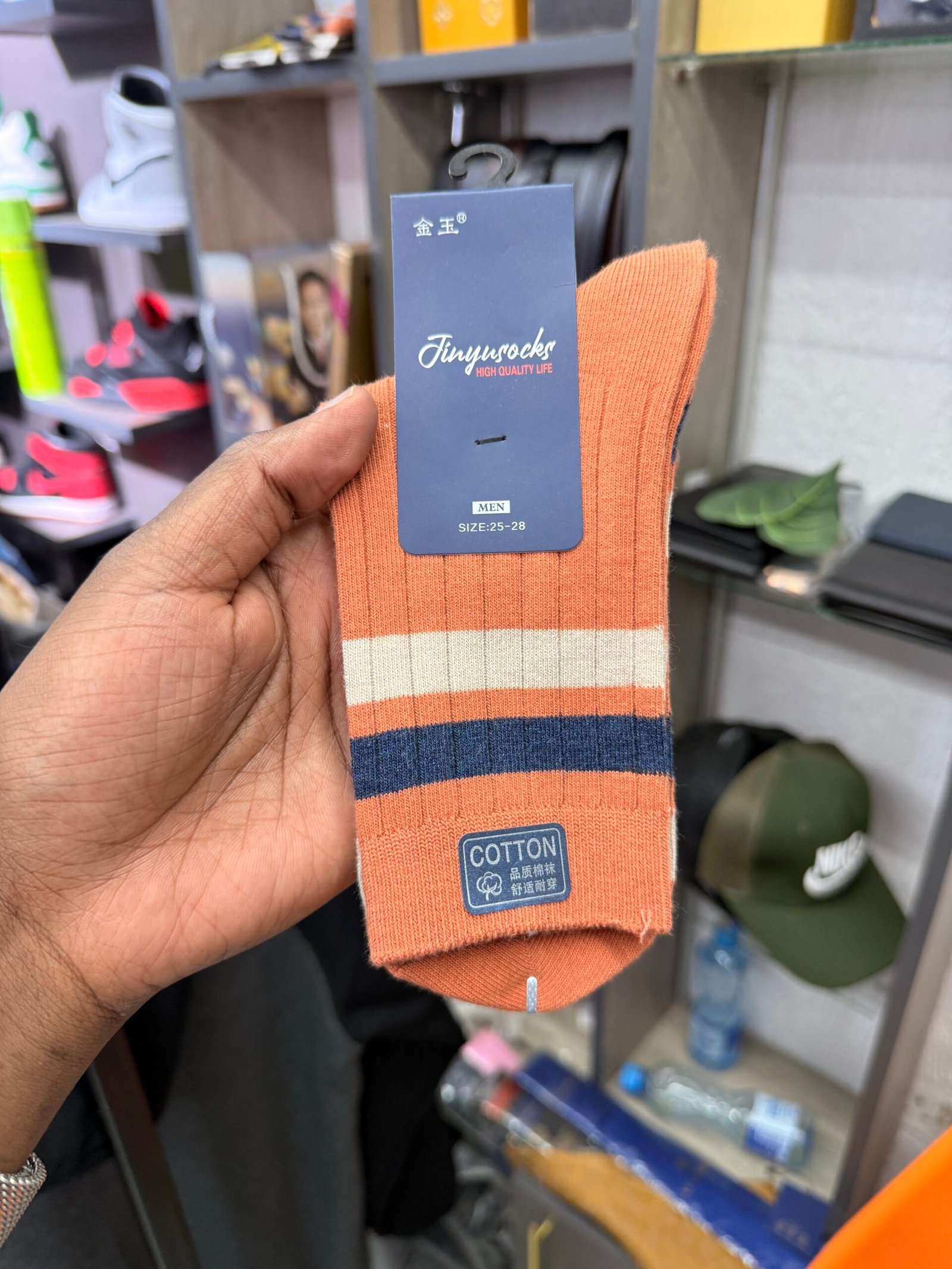 Orange Pure Cotton Comfy Socks for Men